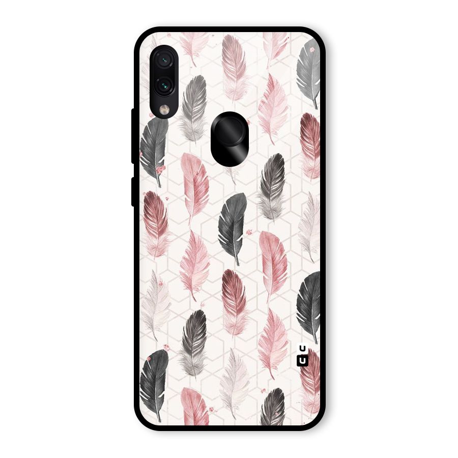 Feather Line Pattern Glass Back Case for Redmi Note 7 Pro