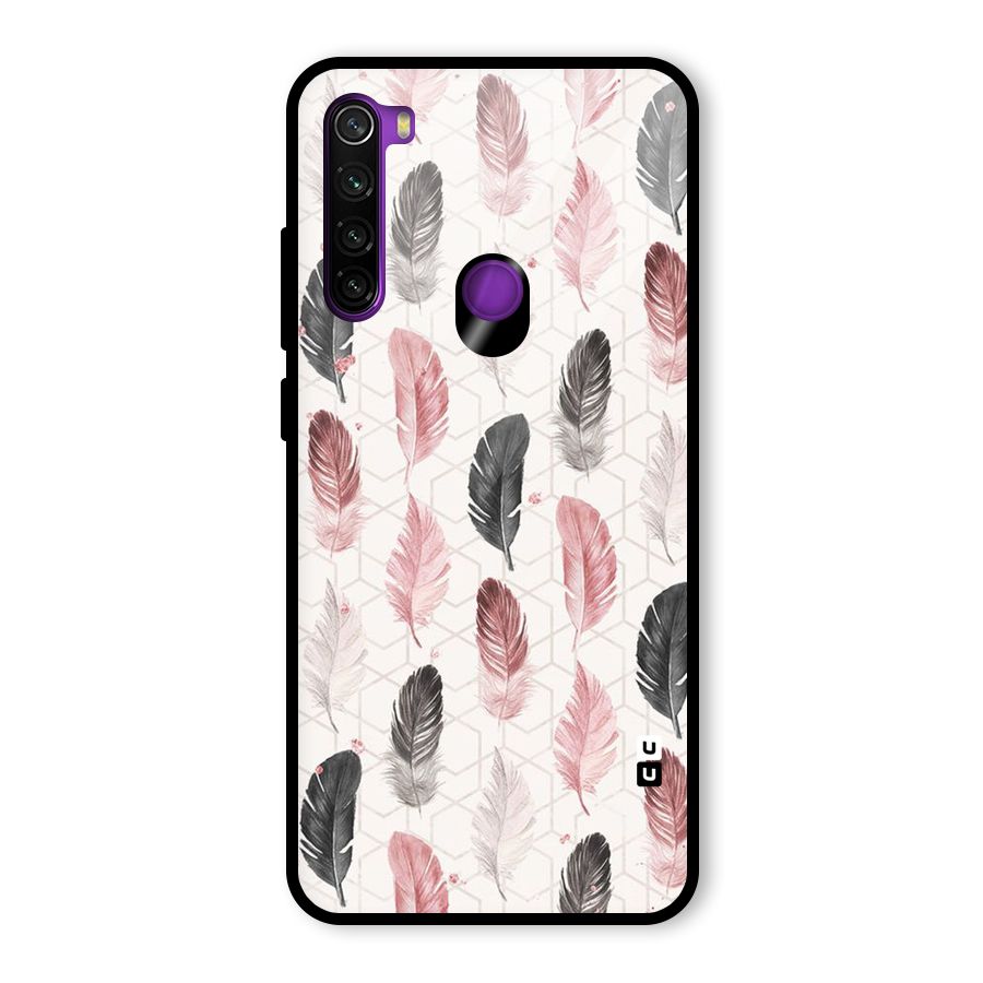 Feather Line Pattern Glass Back Case for Redmi Note 8