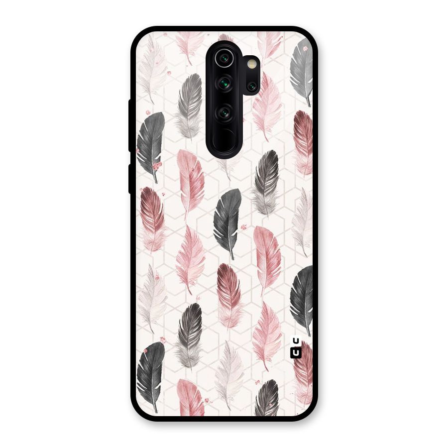 Feather Line Pattern Glass Back Case for Redmi Note 8 Pro