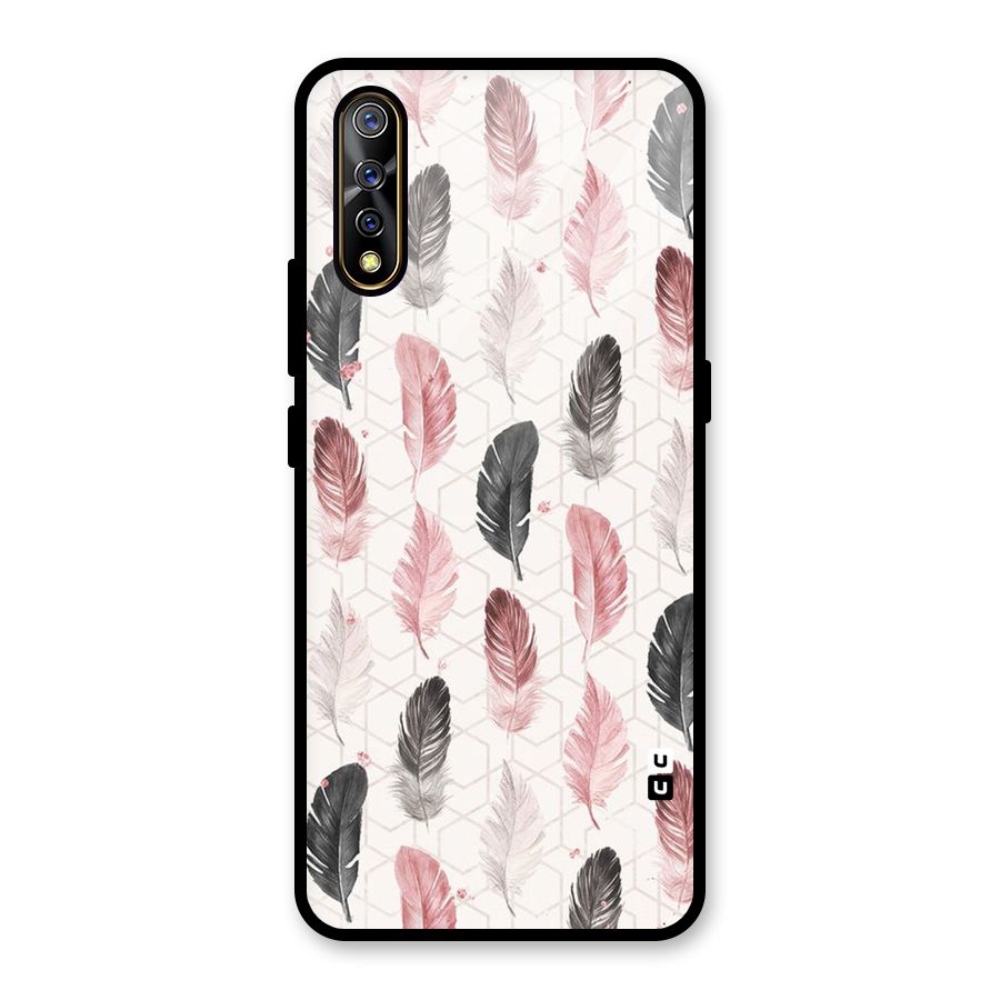 Feather Line Pattern Glass Back Case for Vivo S1