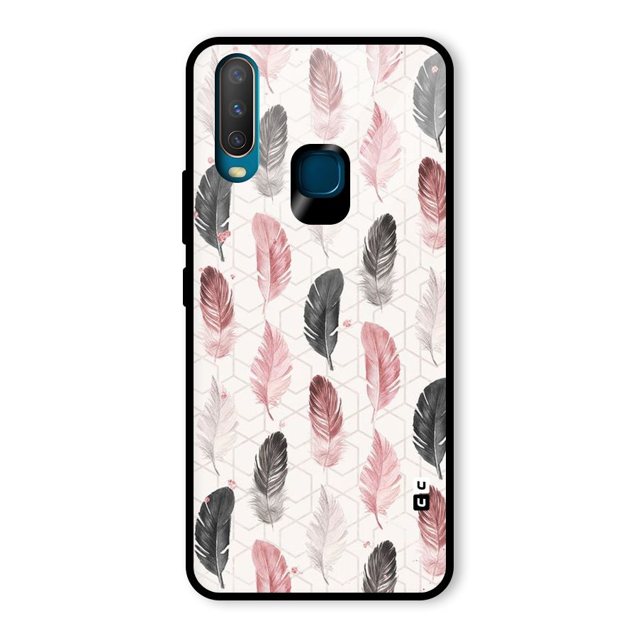 Feather Line Pattern Glass Back Case for Vivo U10