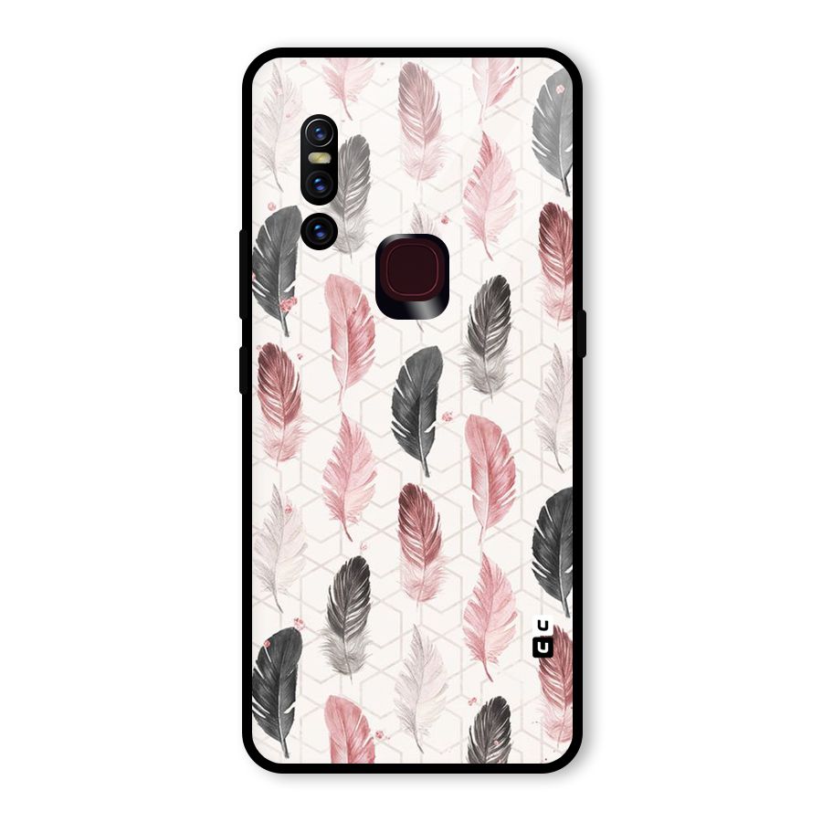 Feather Line Pattern Glass Back Case for Vivo V15