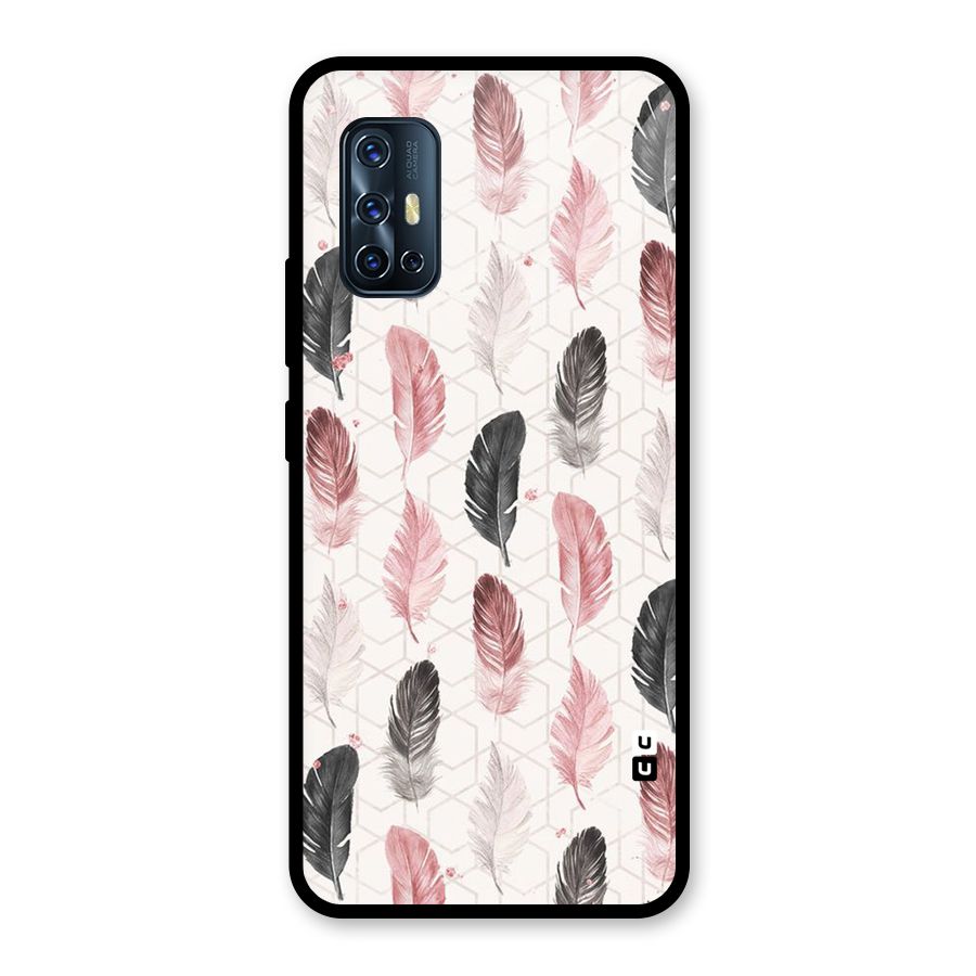 Feather Line Pattern Glass Back Case for Vivo V17