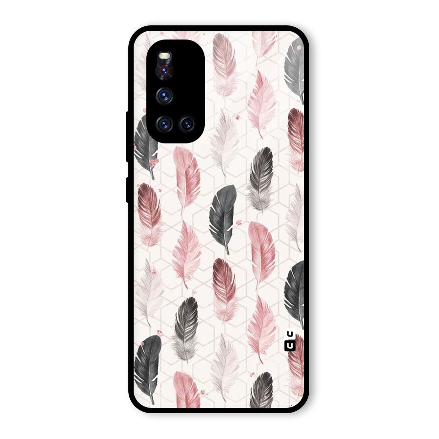 Feather Line Pattern Glass Back Case for Vivo V19