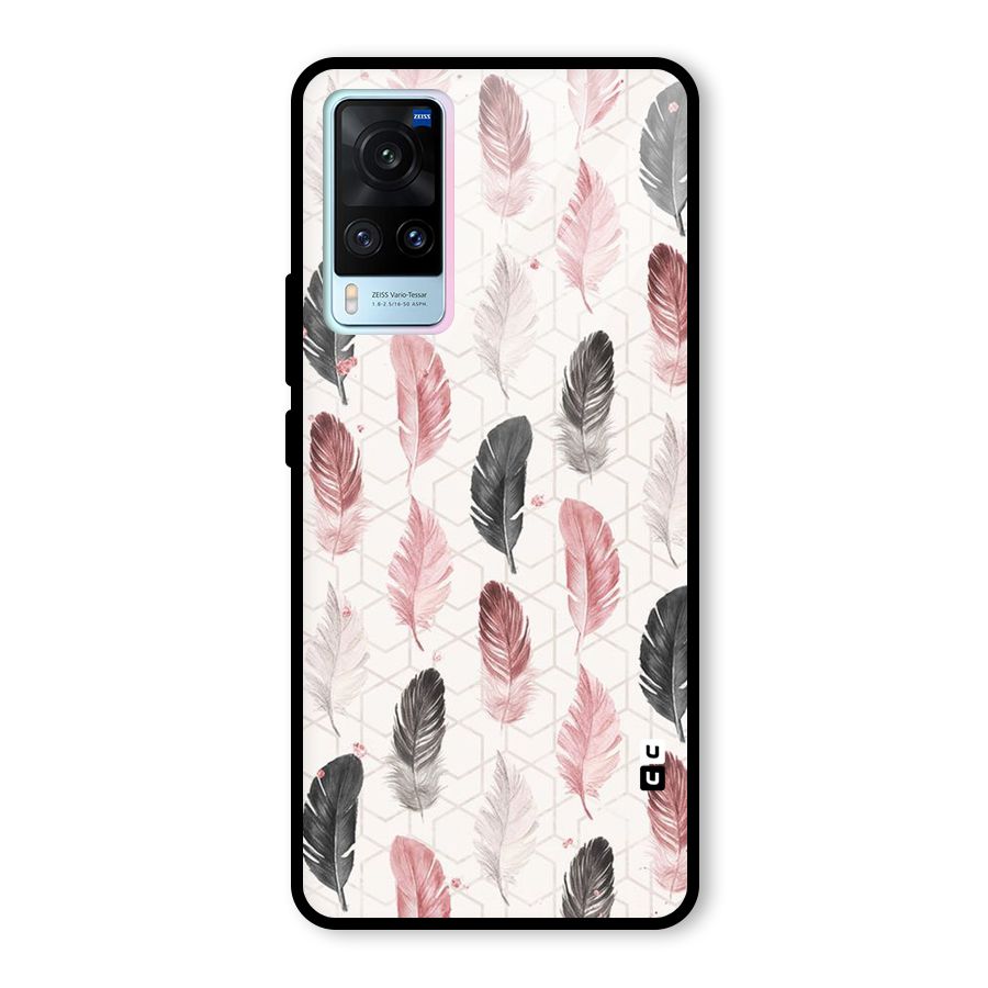 Feather Line Pattern Glass Back Case for Vivo X60