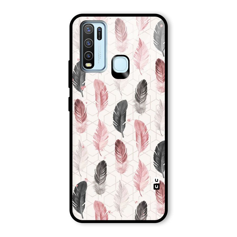 Feather Line Pattern Glass Back Case for Vivo Y50