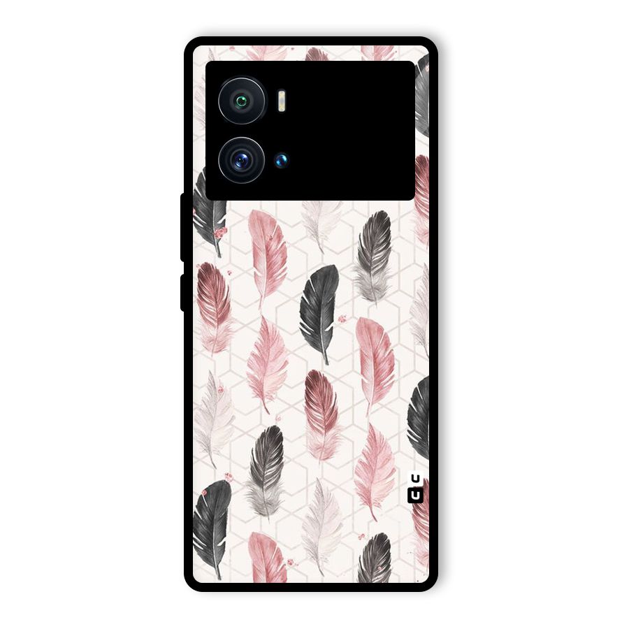 Feather Line Pattern Glass Back Case for Vivo iQOO 9 Pro