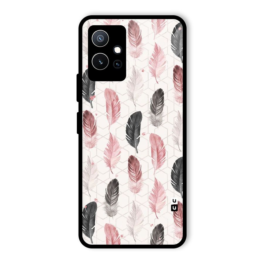 Feather Line Pattern Glass Back Case for Vivo iQOO Z6