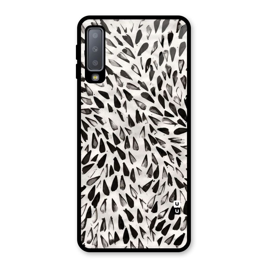 Feather Pattern Colorless Glass Back Case for Galaxy A7 (2018)