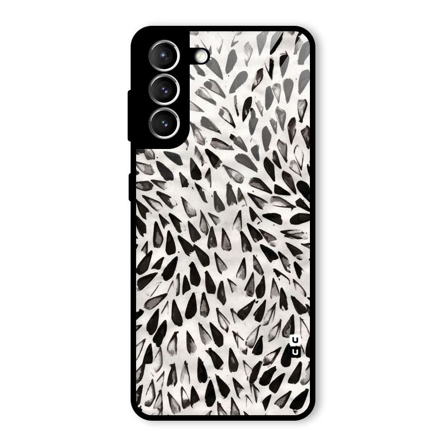 Feather Pattern Colorless Glass Back Case for Galaxy S21 5G