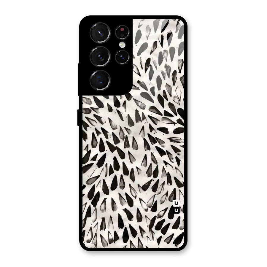 Feather Pattern Colorless Glass Back Case for Galaxy S21 Ultra 5G