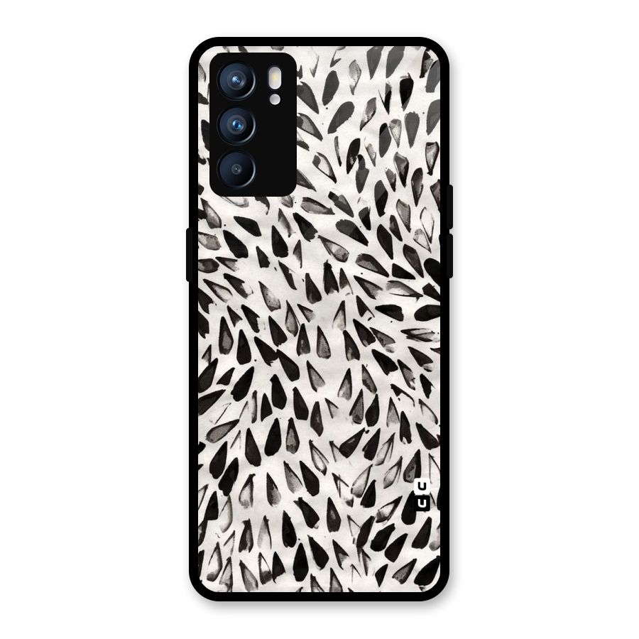 Feather Pattern Colorless Glass Back Case for Oppo Reno6 5G