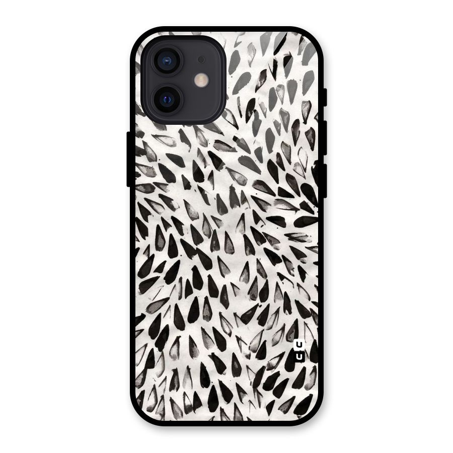 Feather Pattern Colorless Glass Back Case for iPhone 12