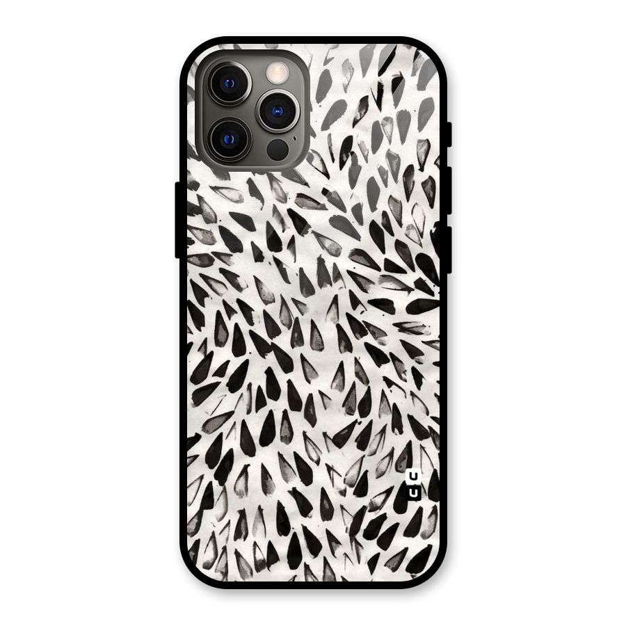 Feather Pattern Colorless Glass Back Case for iPhone 12 Pro