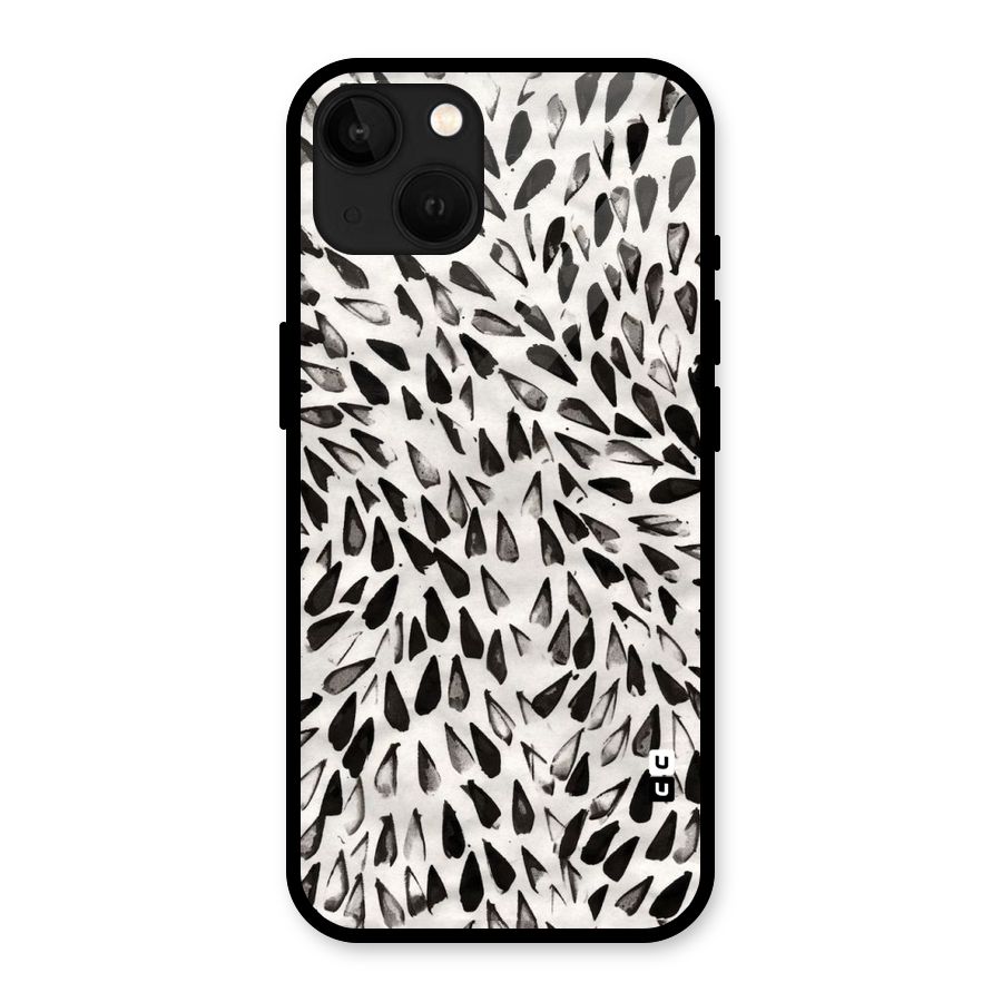 Feather Pattern Colorless Glass Back Case for iPhone 13