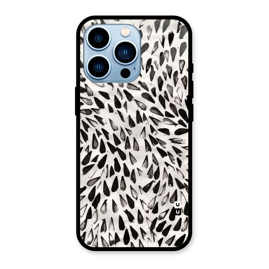 Feather Pattern Colorless Glass Back Case for iPhone 13 Pro