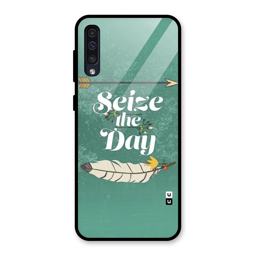Feather Seize Glass Back Case for Galaxy A50