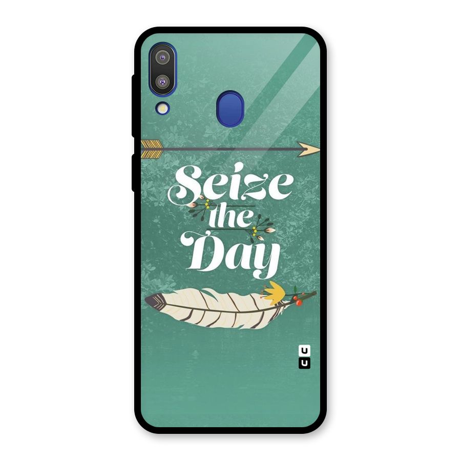 Feather Seize Glass Back Case for Galaxy M20