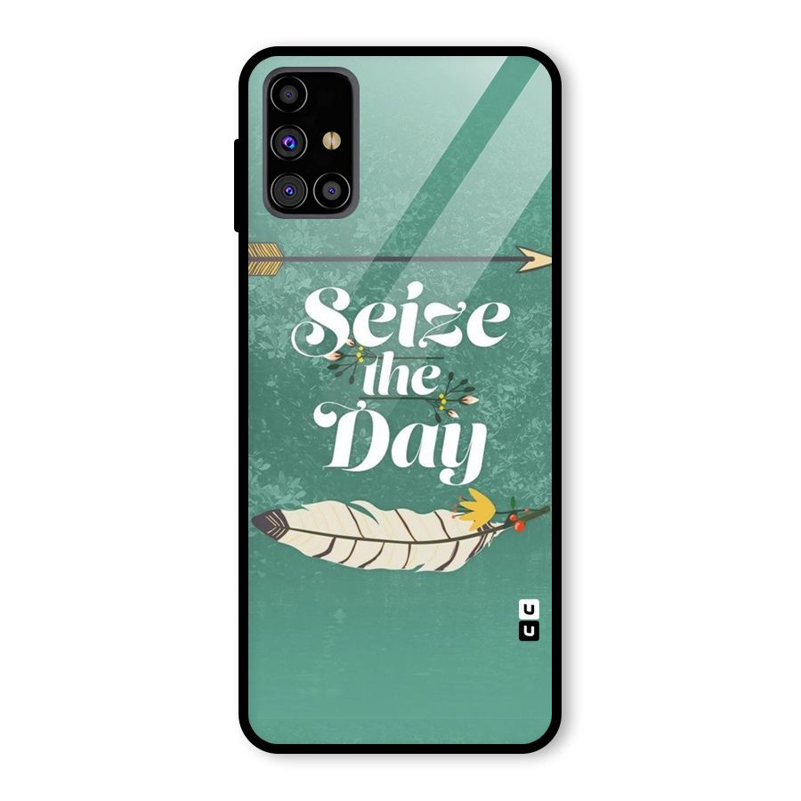 Feather Seize Glass Back Case for Galaxy M31s