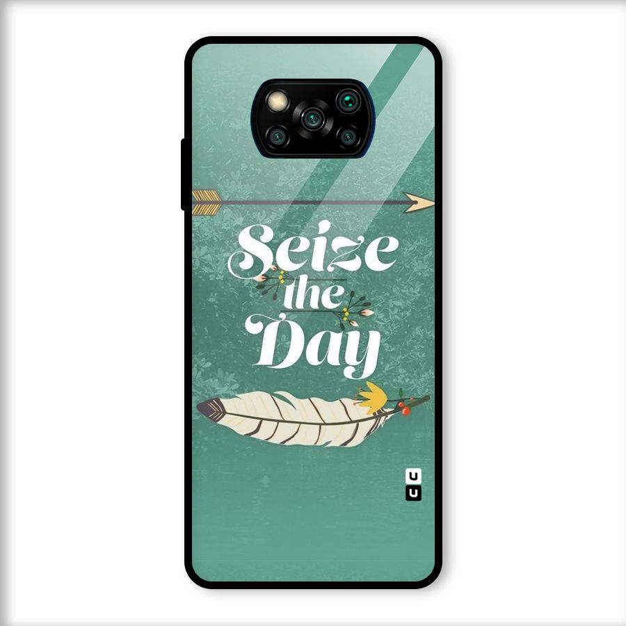 Feather Seize Glass Back Case for Poco X3