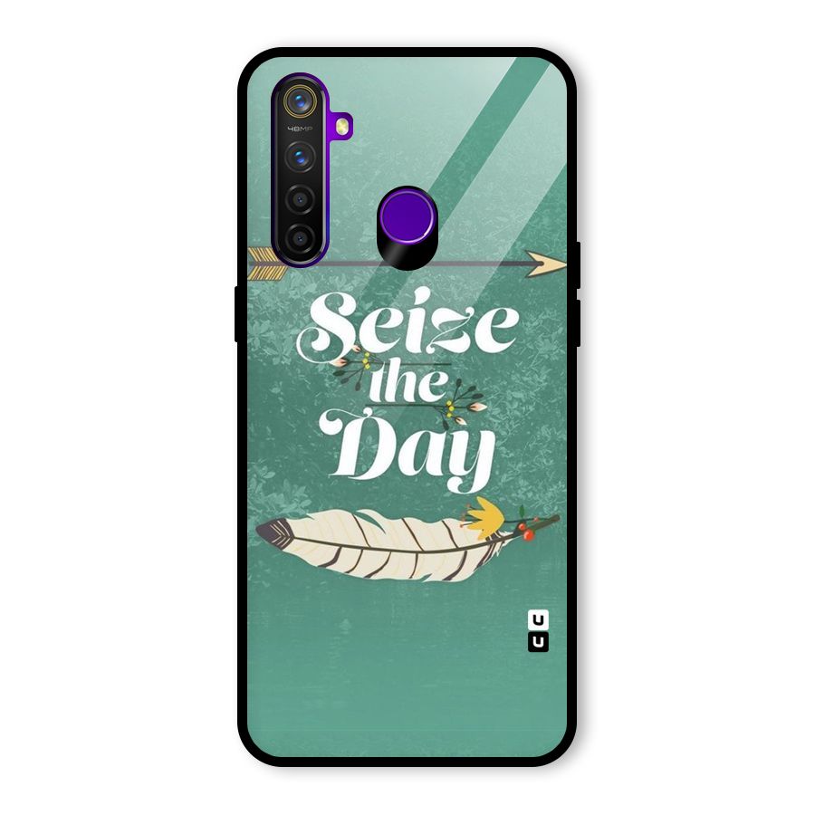 Feather Seize Glass Back Case for Realme 5 Pro
