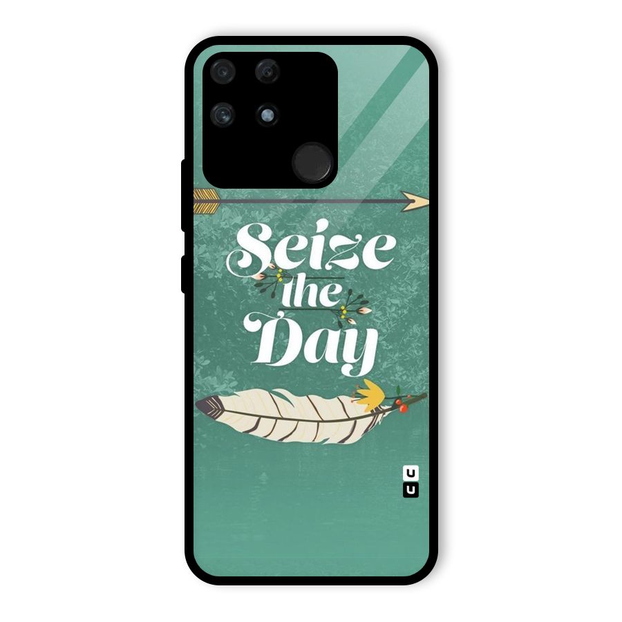 Feather Seize Glass Back Case for Realme Narzo 50A