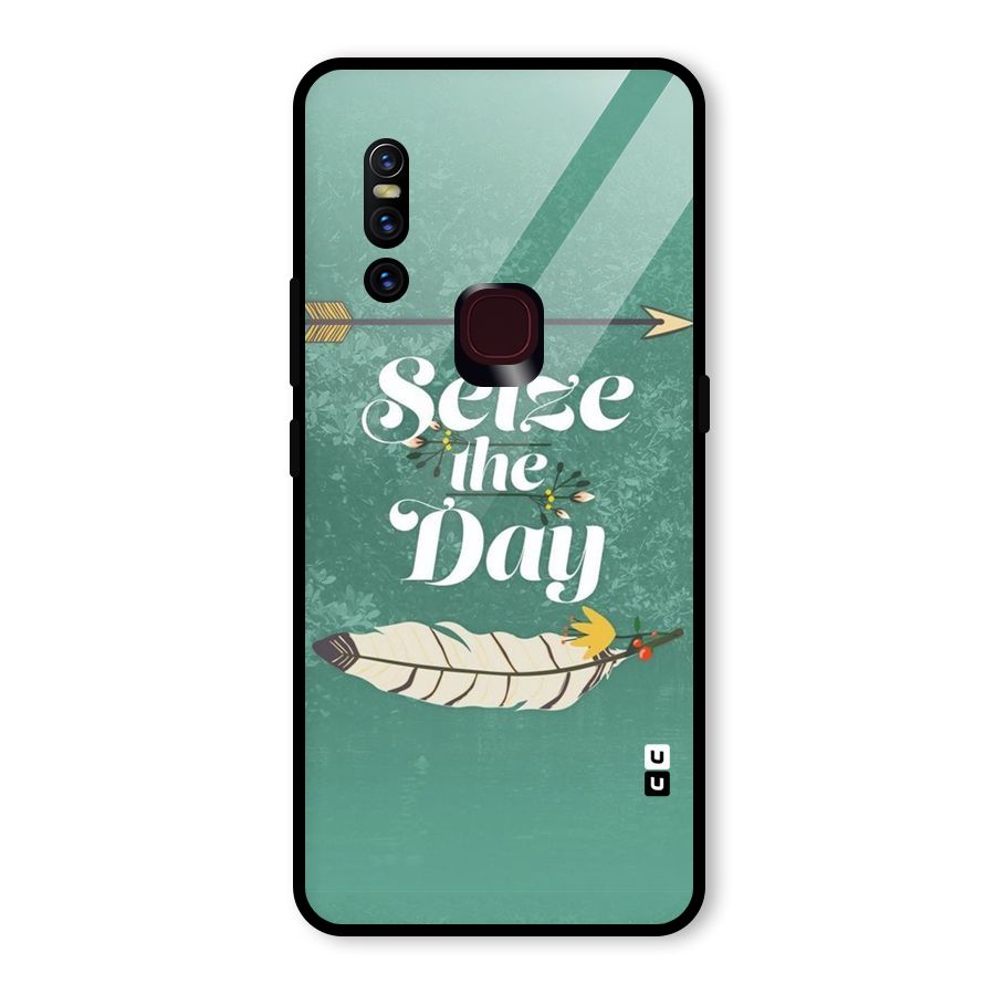 Feather Seize Glass Back Case for Vivo V15