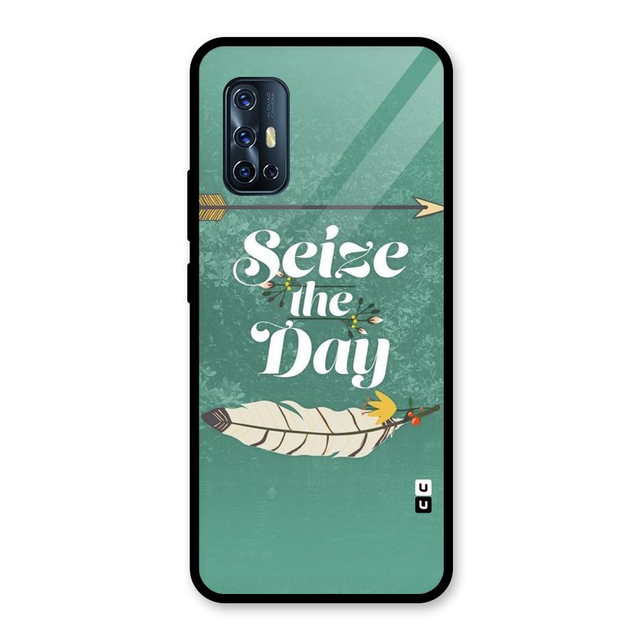 Feather Seize Glass Back Case for Vivo V17
