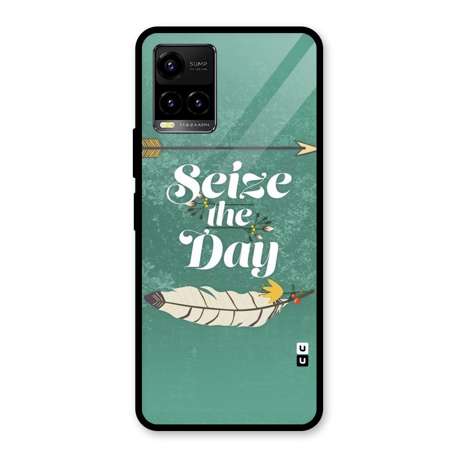 Feather Seize Glass Back Case for Vivo Y21T