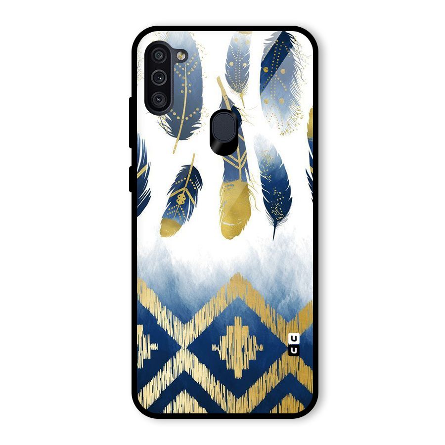 Feathers Beauty Glass Back Case for Galaxy M11