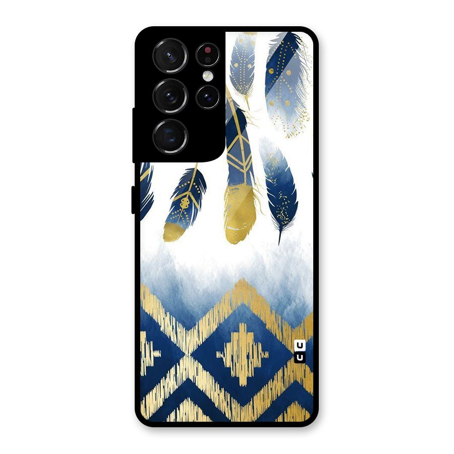 Feathers Beauty Glass Back Case for Galaxy S21 Ultra 5G