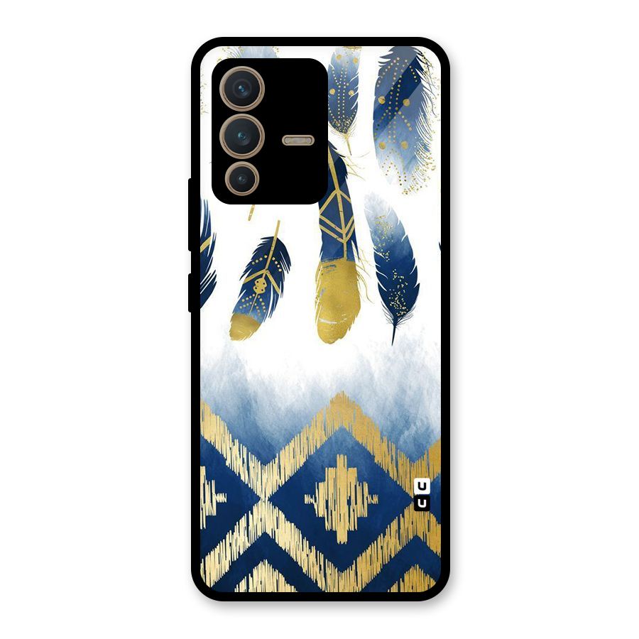 Feathers Beauty Glass Back Case for Vivo V23 5G