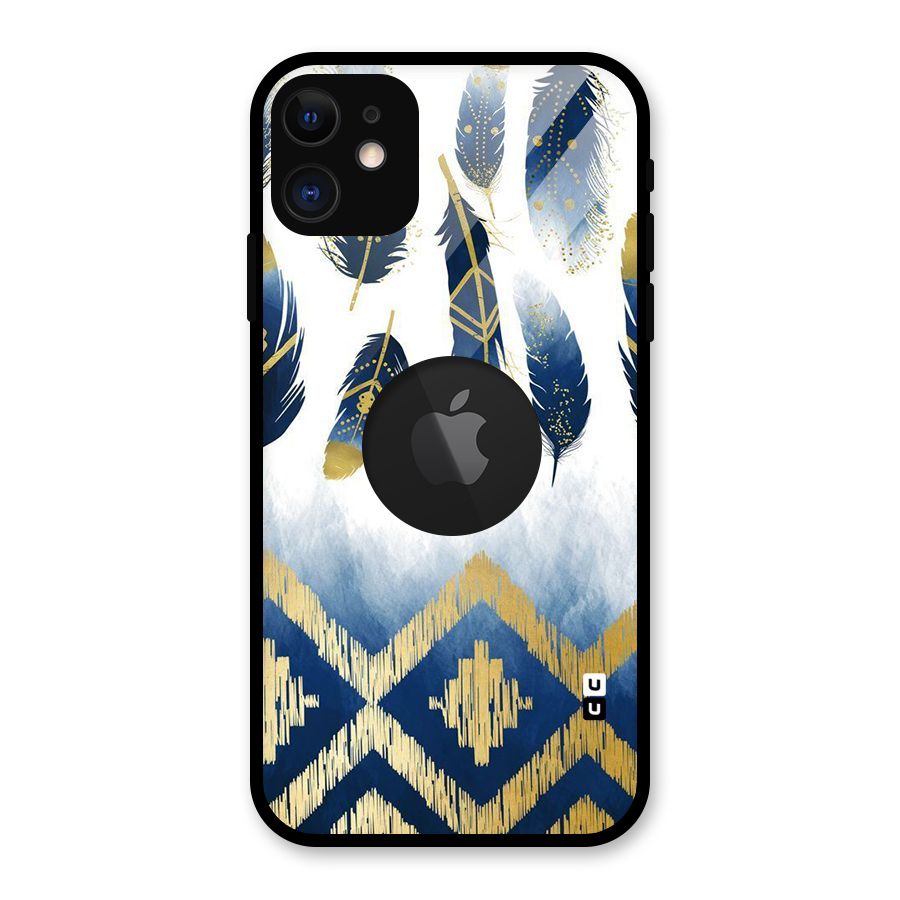 Feathers Beauty Glass Back Case for iPhone 11 Logo Cut