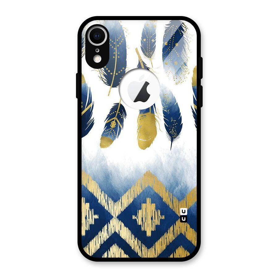 Feathers Beauty Glass Back Case for iPhone XR Logo Cut