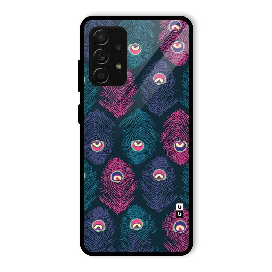 Feathers Patterns Glass Back Case for Galaxy A53 5G