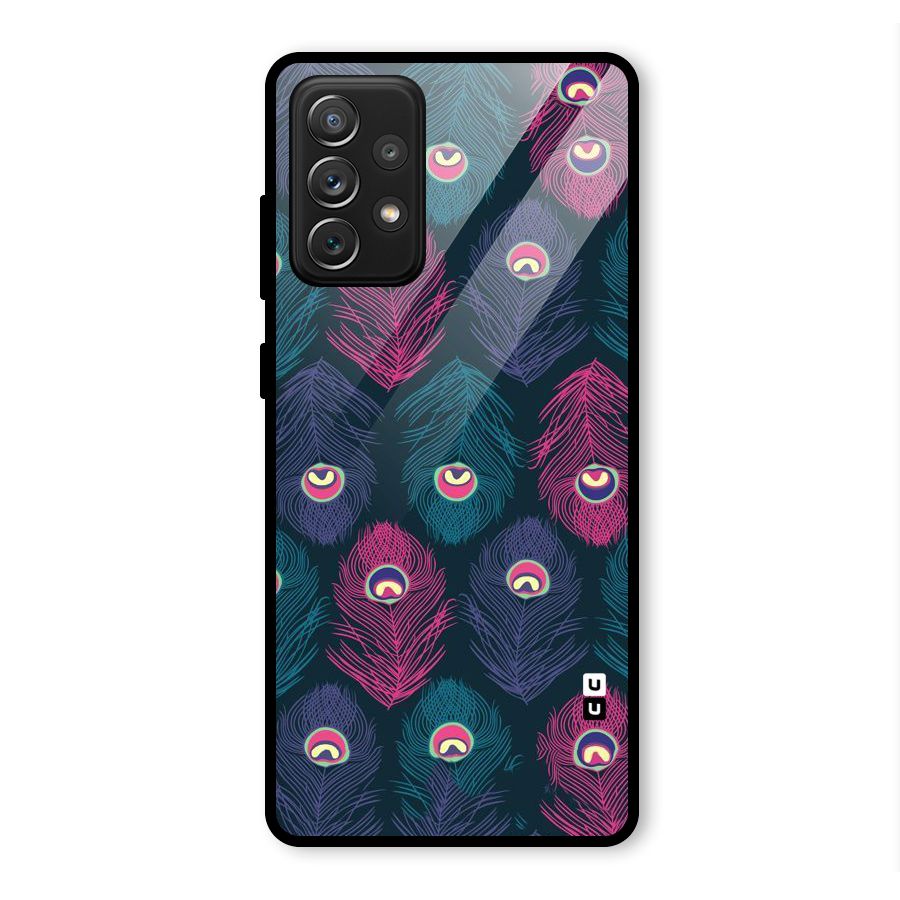 Feathers Patterns Glass Back Case for Galaxy A72