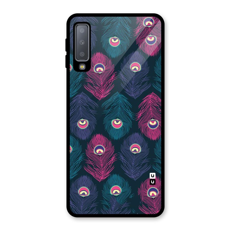 Feathers Patterns Glass Back Case for Galaxy A7 (2018)