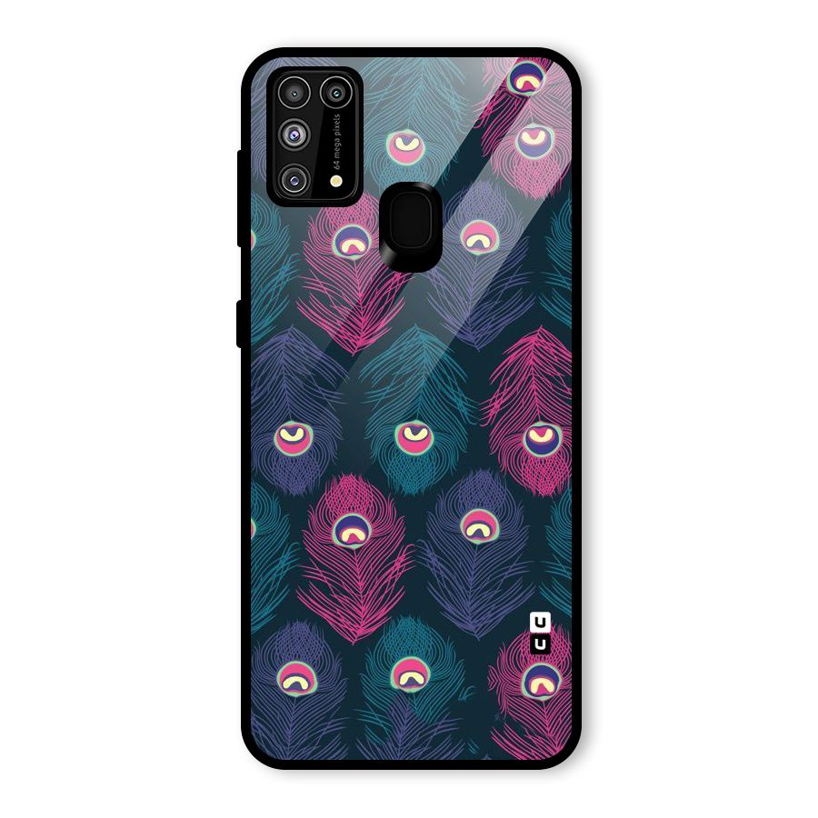 Feathers Patterns Glass Back Case for Galaxy F41