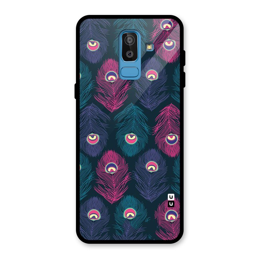 Feathers Patterns Glass Back Case for Galaxy J8