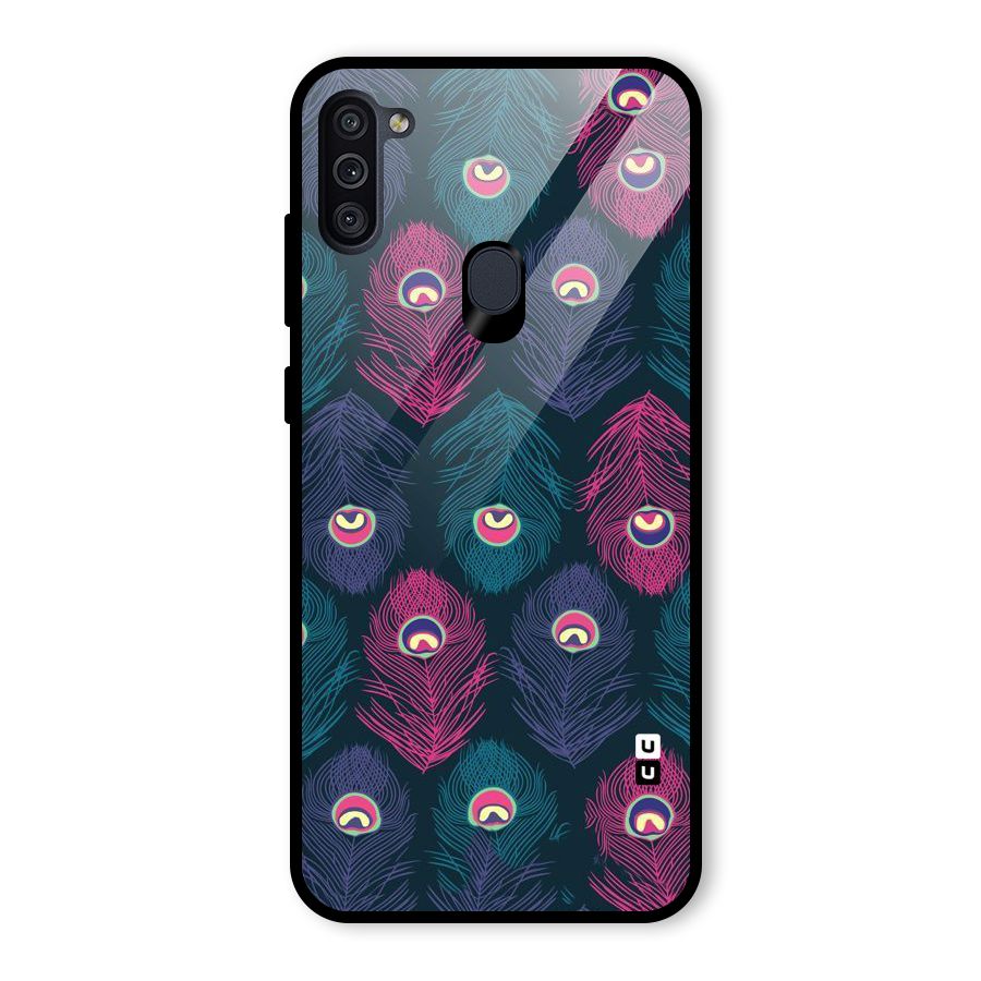 Feathers Patterns Glass Back Case for Galaxy M11