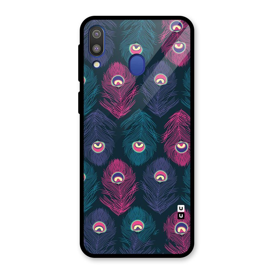 Feathers Patterns Glass Back Case for Galaxy M20
