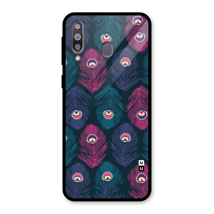 Feathers Patterns Glass Back Case for Galaxy M30