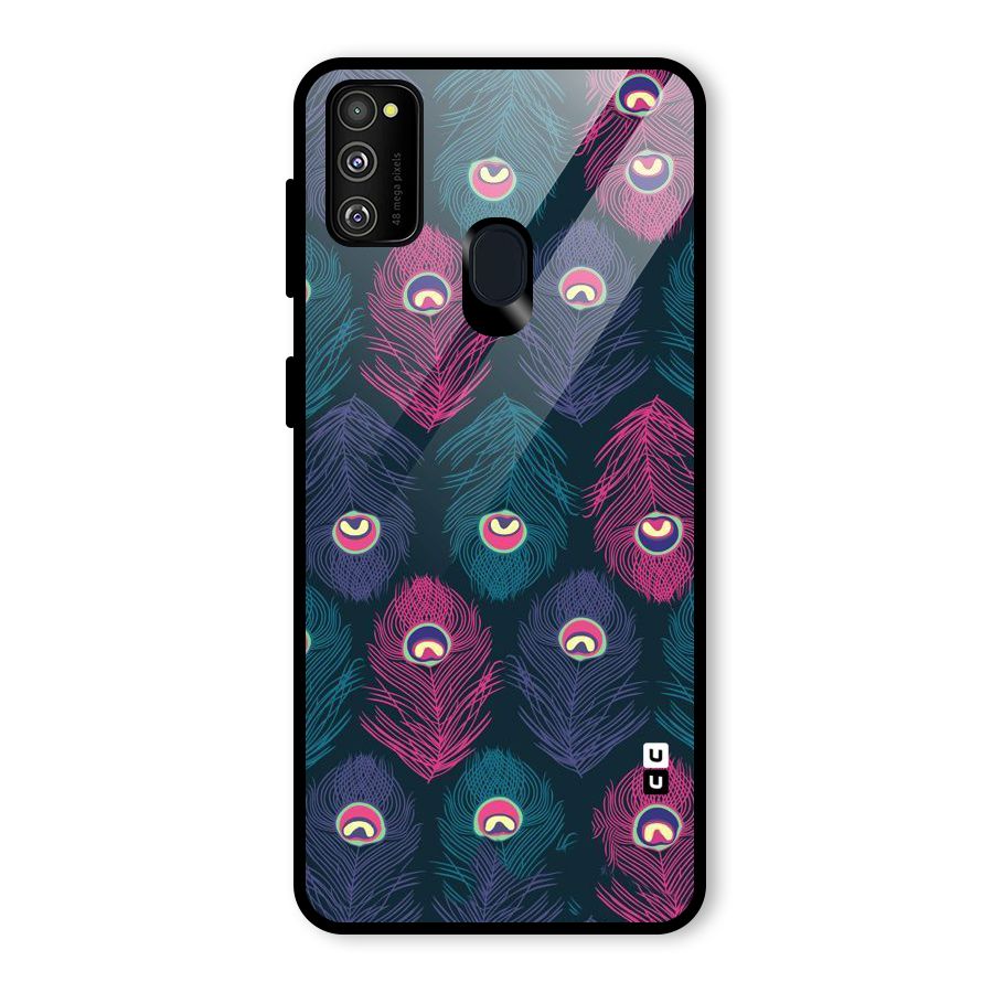 Feathers Patterns Glass Back Case for Galaxy M30s
