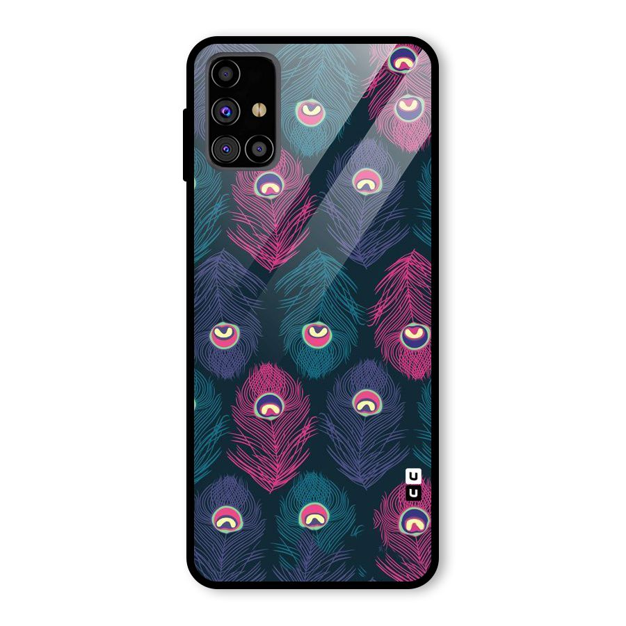 Feathers Patterns Glass Back Case for Galaxy M31s