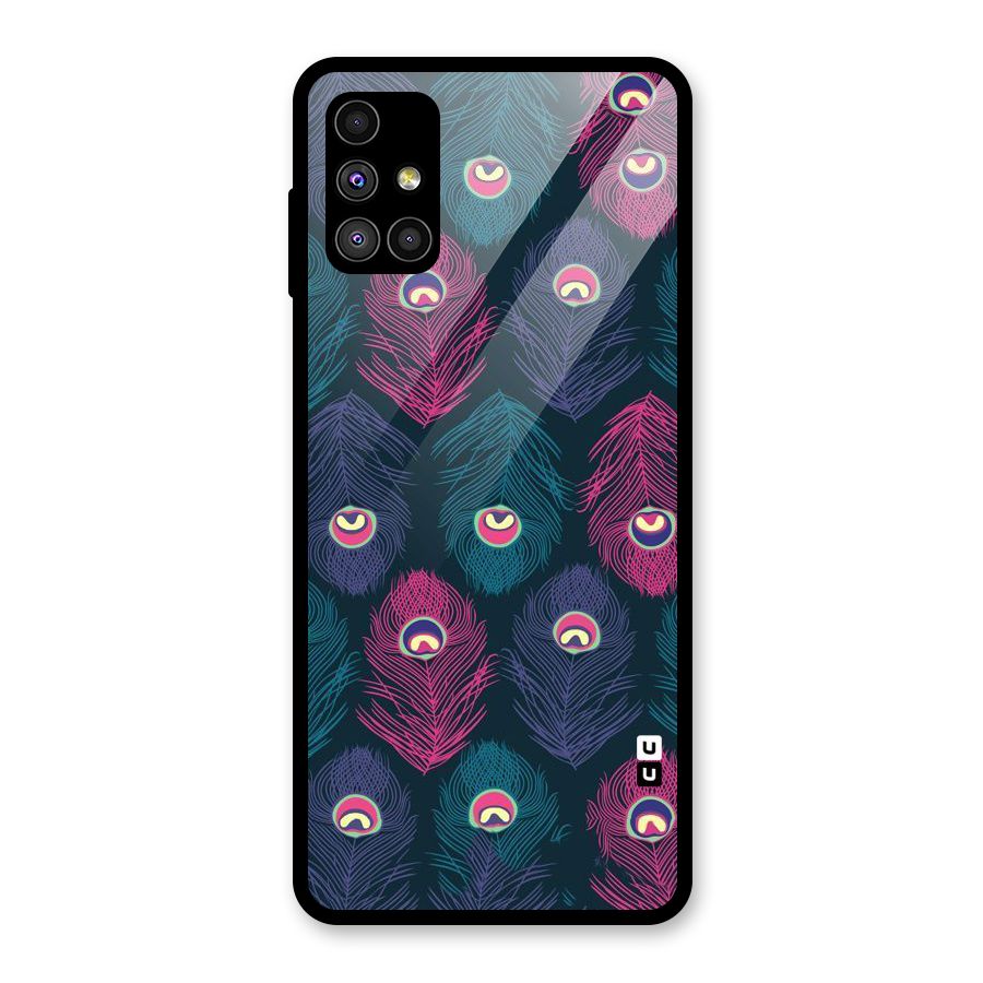 Feathers Patterns Glass Back Case for Galaxy M51