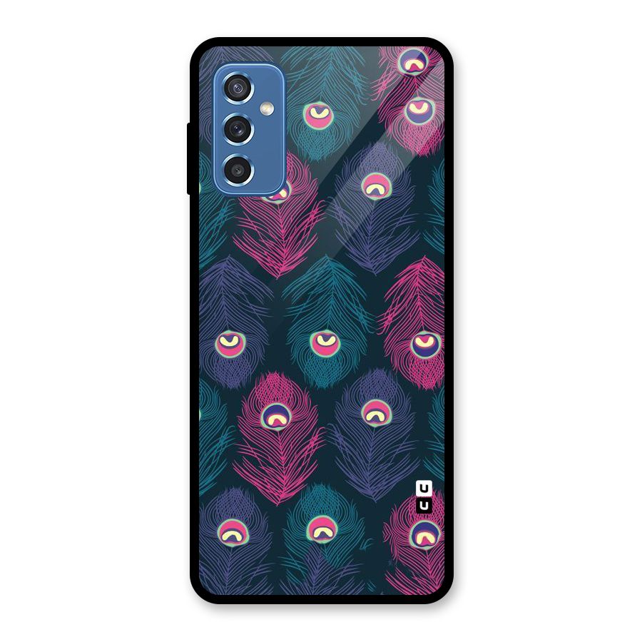 Feathers Patterns Glass Back Case for Galaxy M52 5G