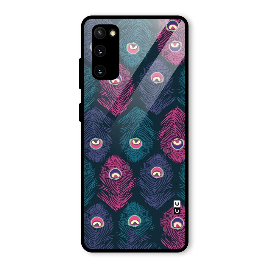Feathers Patterns Glass Back Case for Galaxy S20 FE 5G