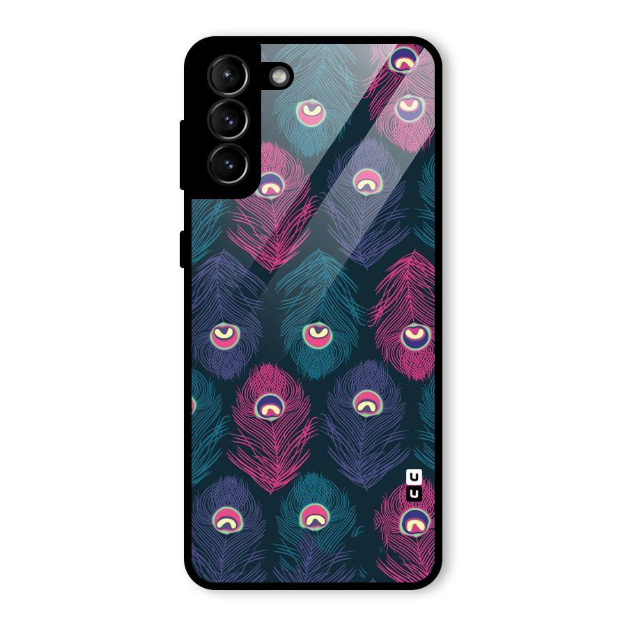 Feathers Patterns Glass Back Case for Galaxy S21 Plus