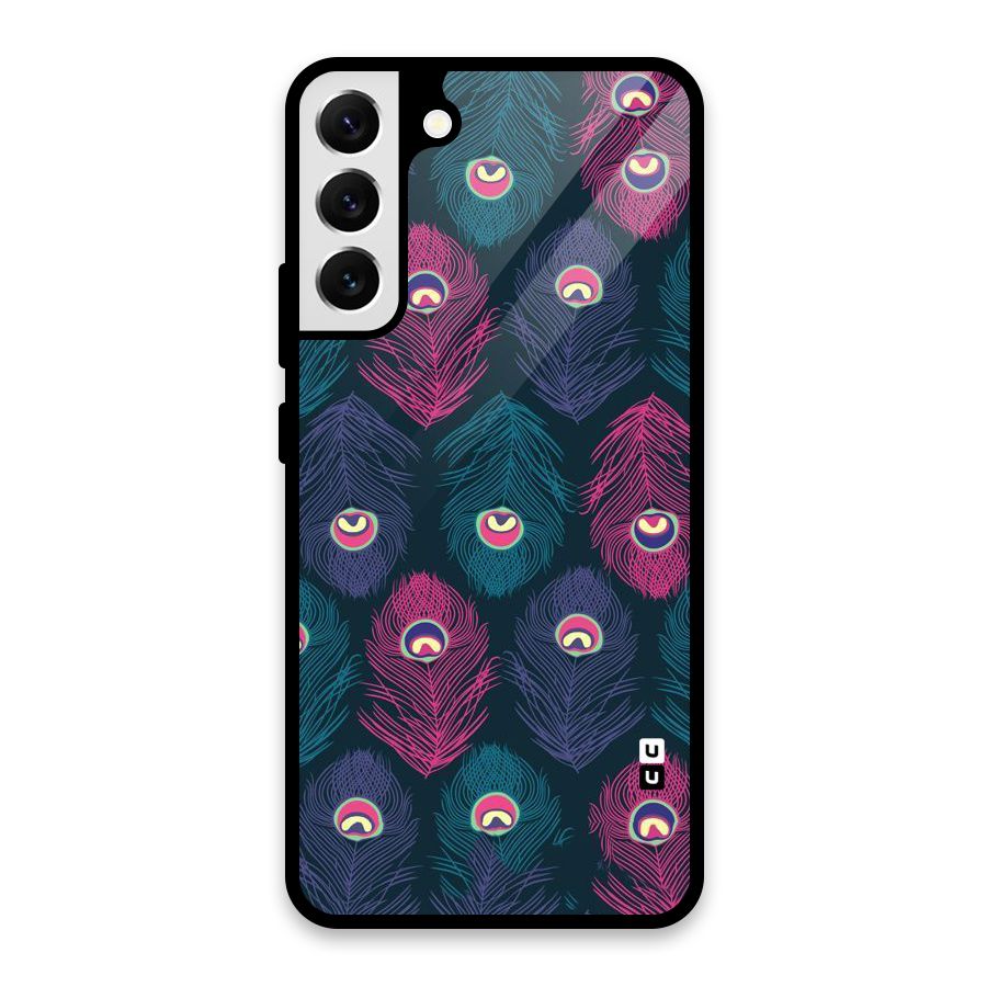 Feathers Patterns Glass Back Case for Galaxy S22 Plus 5G