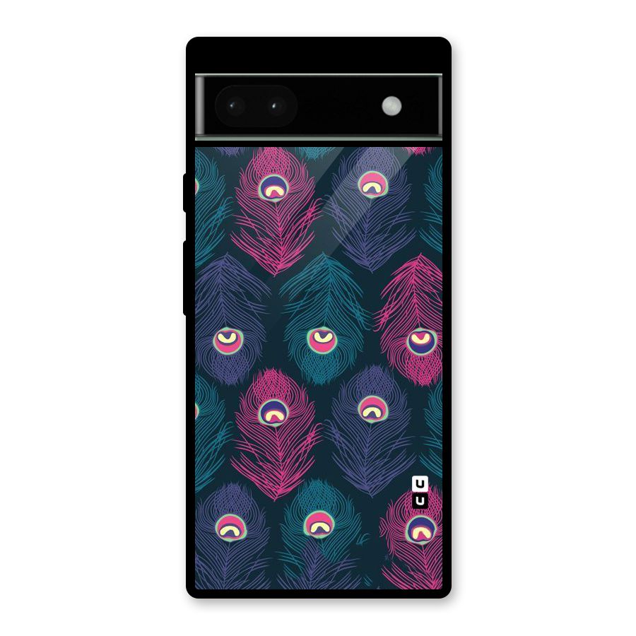 Feathers Patterns Glass Back Case for Google Pixel 6a
